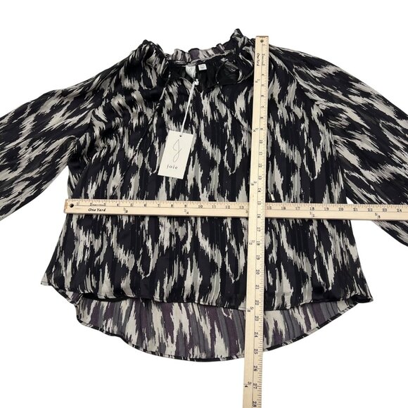 Joie Black & White Metallic Print Sheer Blouse Long Sleeve M - Picture 4 of 6